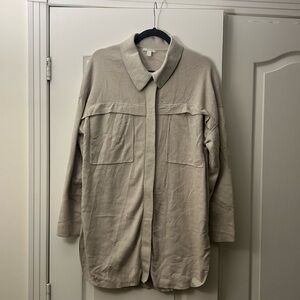COS Cotton Silk Wool Oversized Shirt Jacket Shacket Button Up Cardigan Sweater